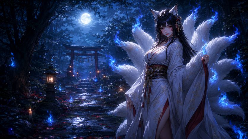 九尾の狐|9本の尾を持つ強力な狐の霊獣 - 玉藻前・殺生石・危険度